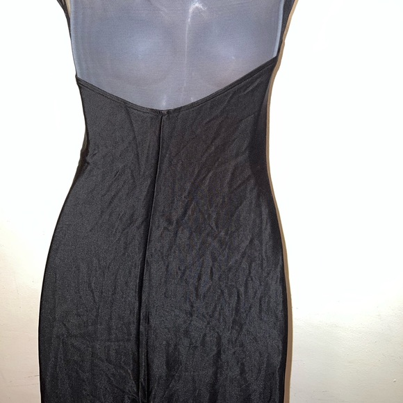 Cesar Arellanes Partially Mesh Split Black Midi Dress - Picture 4 of 7